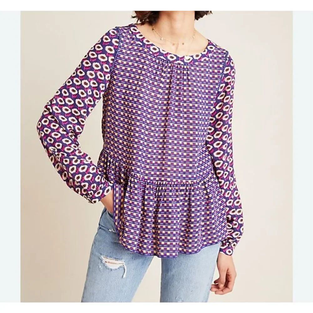 Maeve By Anthropologie Cheyenne Peplum Blouse, Size small